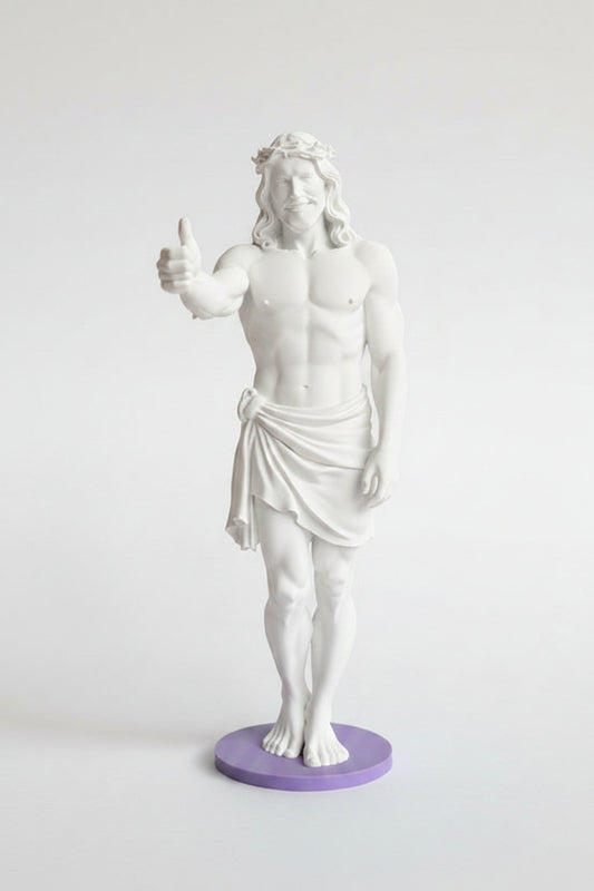 Jesus Thumb Up Customizable- Pop Edition - 3D Printed Art Statue with Custom Base 22 cm