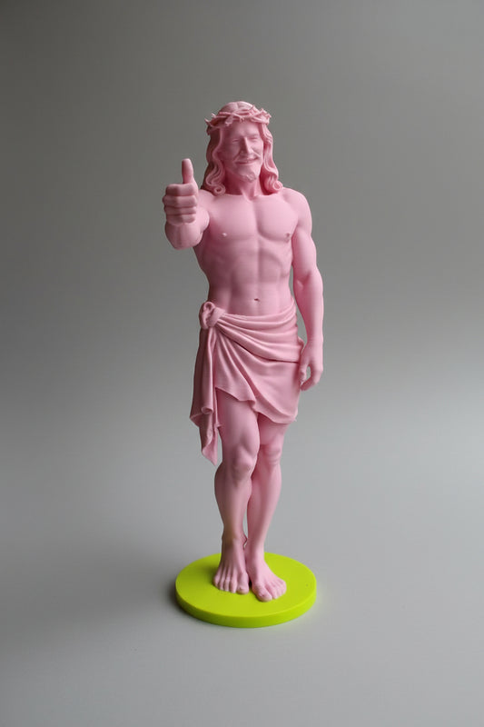 Jesus Thumb Up Customizable- Pop Edition - 3D Printed Art Statue with Custom Base 22 cm