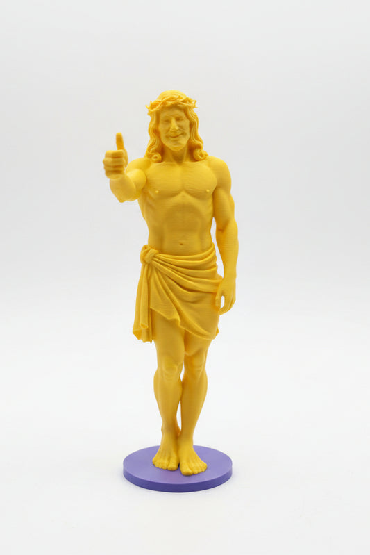 Jesus Thumb Up Customizable- Pop Edition - 3D Printed Art Statue with Custom Base 22 cm